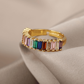 Anel Feminino Ajustável Pedras Coloridas
