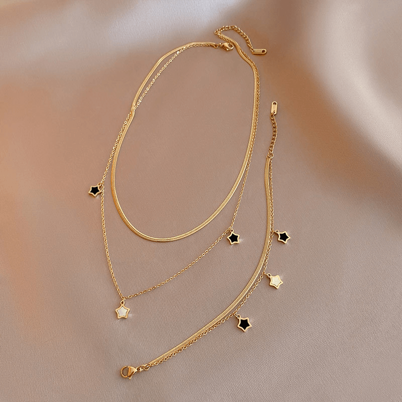 Conjunto Semijoia Colar e Pulseira Modelo Estrela