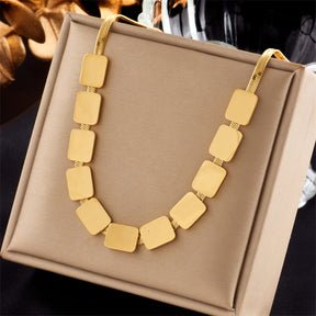 Conjunto Semijoia Colar e Pulseira Modelo Geométrico