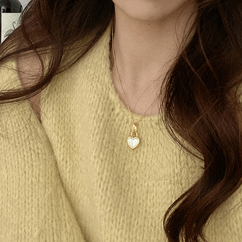 Colar Feminino Pingente Coração Duas Cores