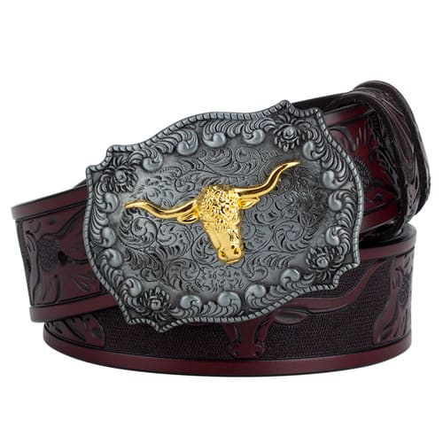 Cinto Country Masculino de Couro Legítimo Texas