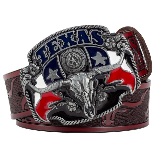 Cinto Country Masculino de Couro Legítimo Texas