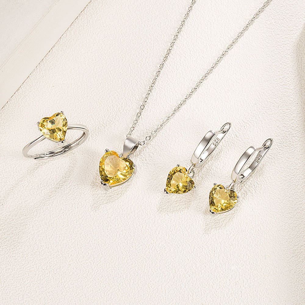 Conjunto Semijoia em Prata Colar Anel e Brinco