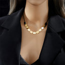 Conjunto Semijoia Colar e Pulseira Modelo Geométrico