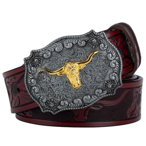 Cinto Country Masculino de Couro Legítimo Texas