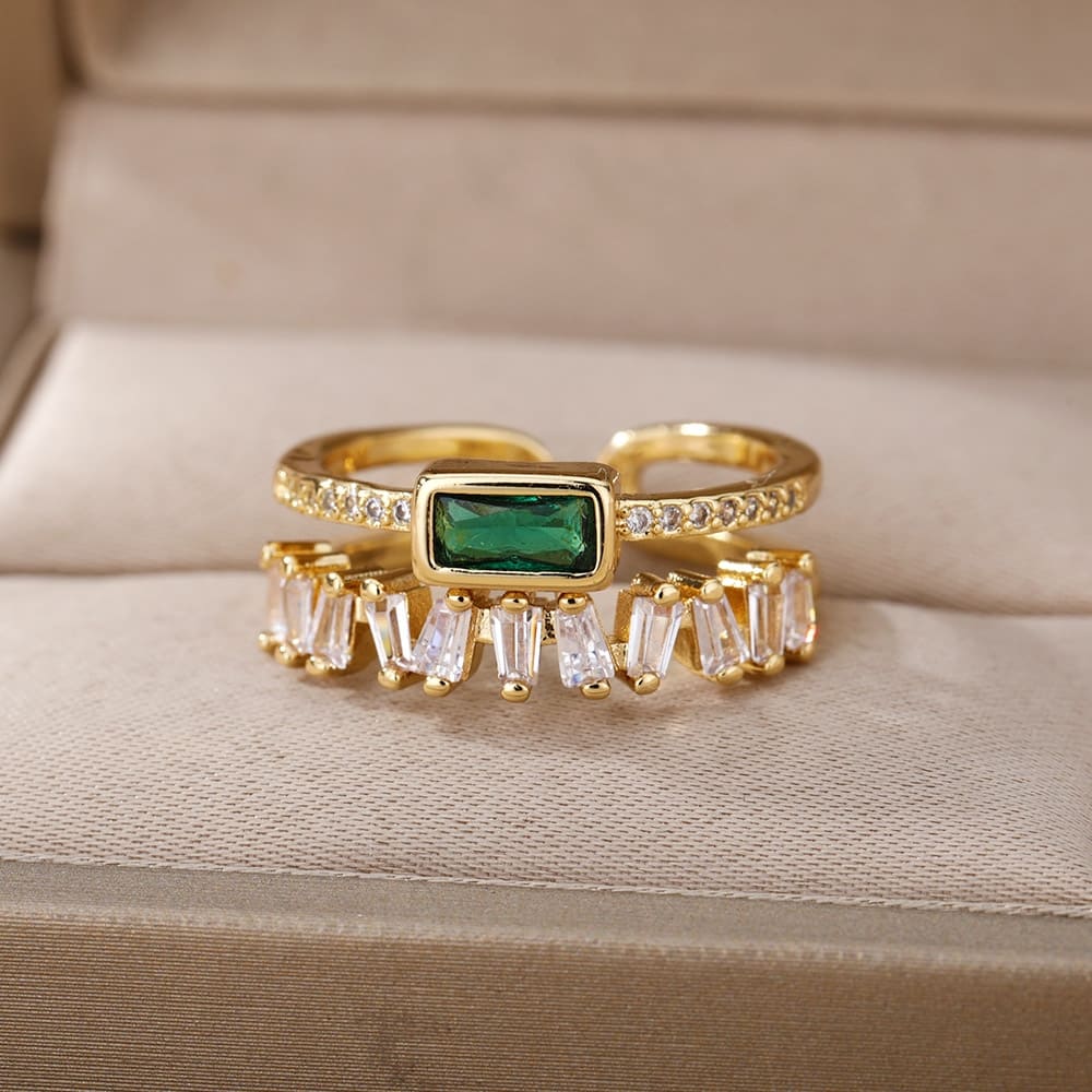 Anel Feminino Ajustável Duplo Modelo Green
