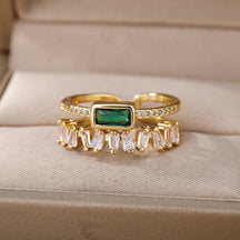 Anel Feminino Ajustável Duplo Modelo Green