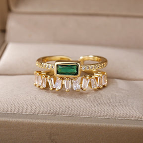 Anel Feminino Ajustável Duplo Modelo Green