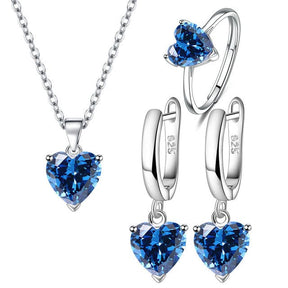 Conjunto Semijoia em Prata Colar Anel e Brinco