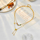 Colar Feminino Duplo Com Borboletas e Pedras Zircônia