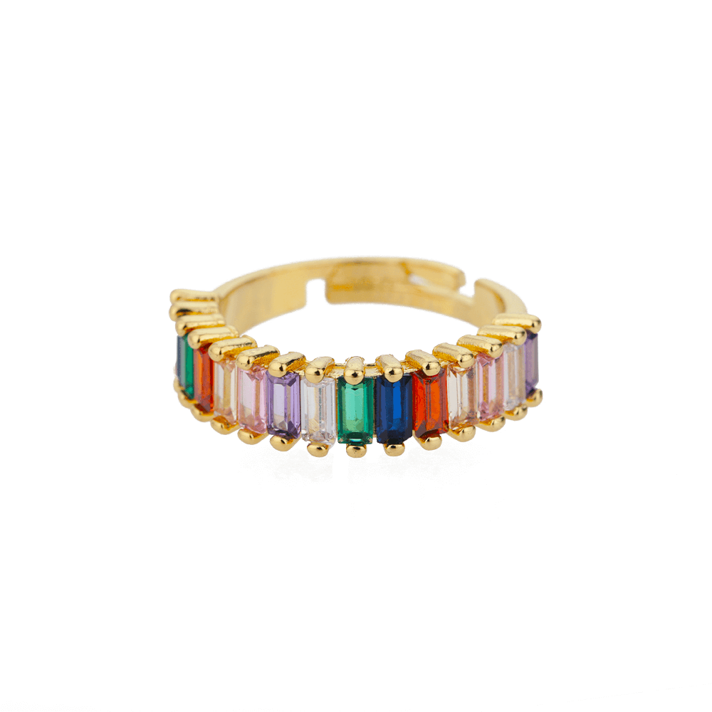 Anel Feminino Ajustável Pedras Coloridas