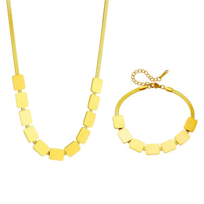 Conjunto Semijoia Colar e Pulseira Modelo Geométrico