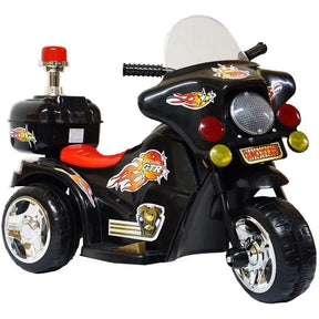 Mini Moto Elétrica Infantil Preta para Criança Modelo Polícia