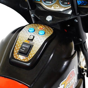 Mini Moto Elétrica Infantil Preta para Criança Modelo Polícia