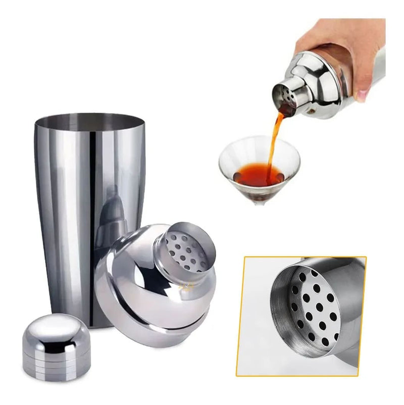 Kit Barman Coquetel Completo 550ml Profissional de Aço Inoxidável