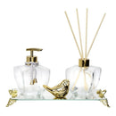 Kit Lavabo Banheiro Estrela Luxo com Difusor Saboneteira e Bandeja Espelhada