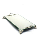 Bandeja Decorativa Espelhada Retangular Luxo Prateada Lavabo Banheiro 12x20cm