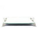 Bandeja Decorativa Espelhada Retangular Luxo Prateada Lavabo Banheiro 12x20cm