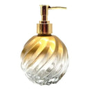 Kit Lavabo Banheiro Vidro Espiral Dourado Luxo com Difusor Saboneteira e Bandeja Espelhada