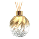 Kit Lavabo Banheiro Vidro Espiral Dourado Luxo com Difusor Saboneteira e Bandeja Espelhada