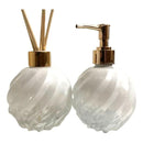 Kit Sabonete e Difusor Decoração Luxo Modelo Vidro Espiral Branco Degrade 250ml