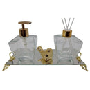 Kit Lavabo Banheiro Estrela Luxo com Difusor Saboneteira e Bandeja Espelhada