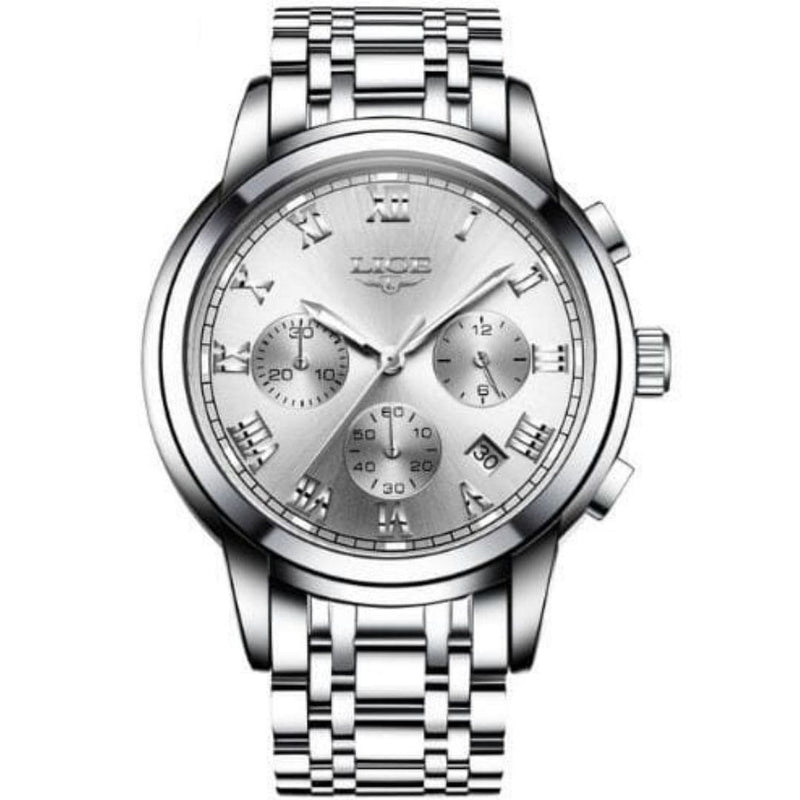 Relógio Masculino Lige Fashion Luxury cor Silver White