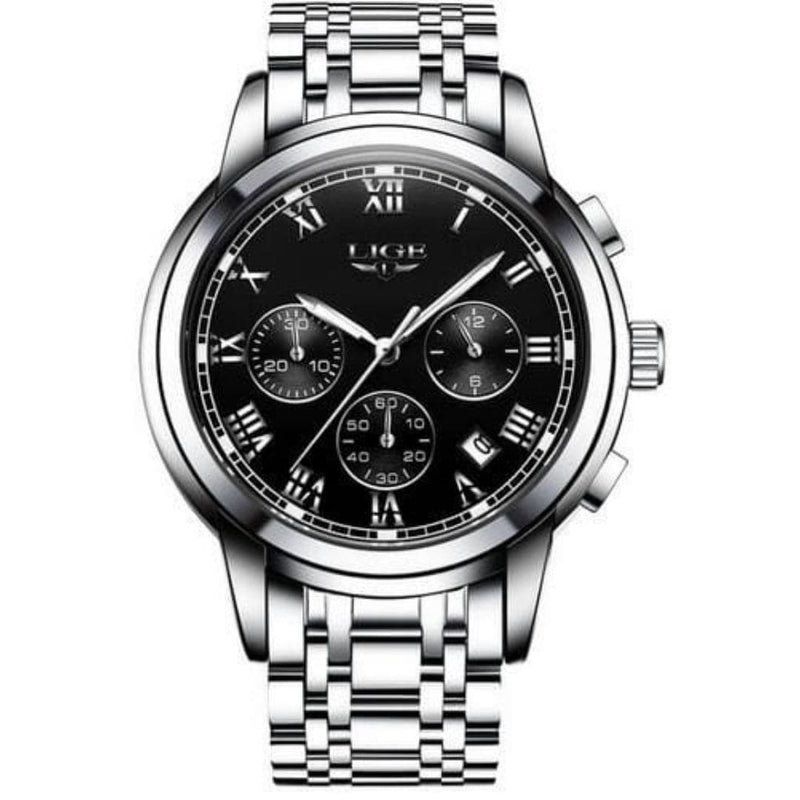 Relógio Masculino Lige Fashion Luxury cor Silver Black