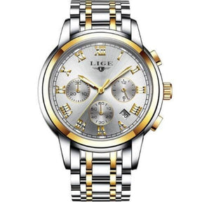 Relógio Masculino Lige Fashion Luxury cor Golden White