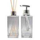 Kit Lavabo Banheiro Vidro Retangular Prata Degrade Luxo Difusor Saboneteira e Bandeja Espelhada