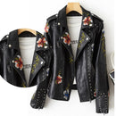 Jaqueta Retrô de Couro Estampado Feminino