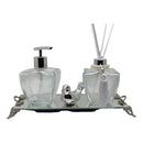 Kit Lavabo Banheiro Estrela Luxo com Difusor Saboneteira e Bandeja Espelhada