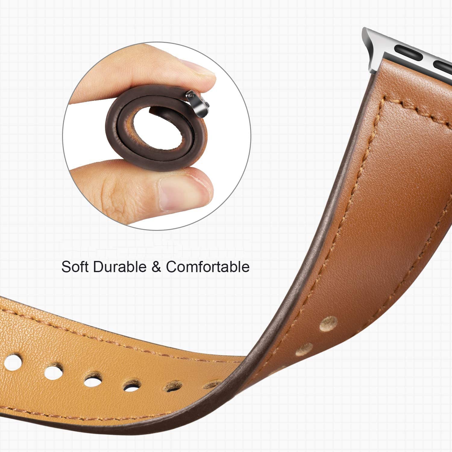Pulseira de Couro Legítimo para Apple Watch IWO 38/40mm 42/44mm