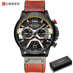 Relógio Masculino Analógico Pulseira de Couro Top Brand Luxury Curren