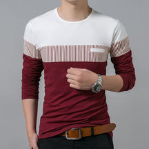 Suéter Masculino Casual de Algodão Fashion Stripe