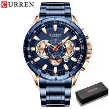 Relógio Masculino Analógico Esporte Casual com Pulseira de Aço Inoxidável New Luminous Curren