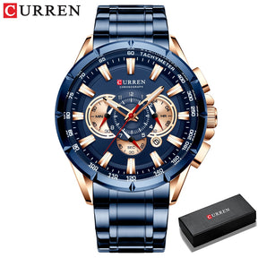 Relógio Masculino Analógico Esporte Casual com Pulseira de Aço Inoxidável New Luminous Curren