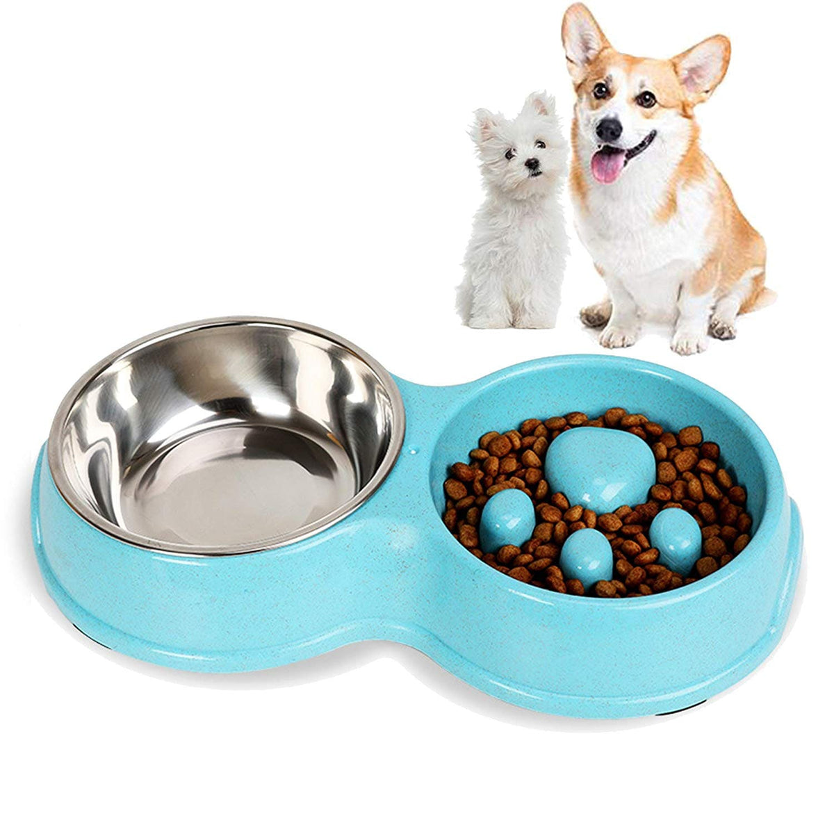 Comedouro para Cachorro e Gato Bebedouro com Suporte e Tigela Inox