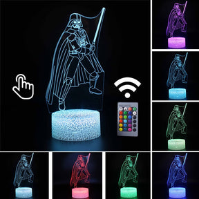 Luminária Abajur Led 3D Luz Noturna Star Wars Guerra nas Estrelas