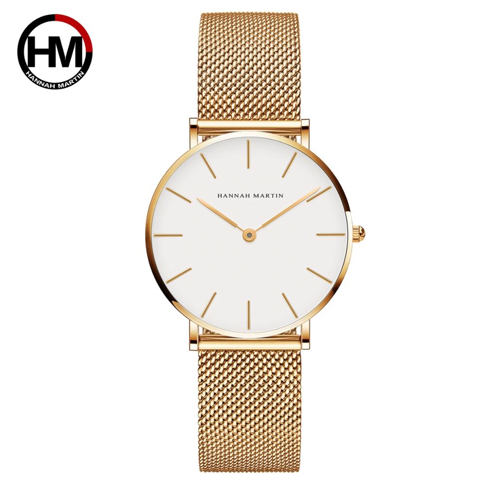 Relógio Feminino de Luxo Hannah Martin Quartzo À Prova D'Água Minimalista