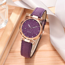 Relógio Feminino de Pulso Analógico Quartzo Casual com Pulseira Céu Estrelado