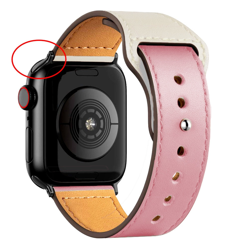 Pulseira de Couro Legítimo para Apple Watch IWO 38/40mm 42/44mm