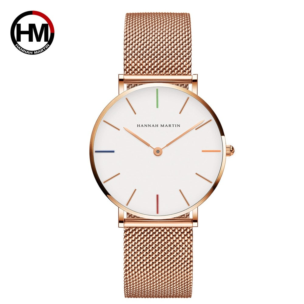 Relógio Feminino de Luxo Joias Hannah Martin Quartzo CH36-W à Prova D'Água