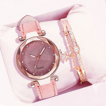 Relógio Feminino de Pulso Analógico Quartzo Casual com Pulseira Céu Estrelado