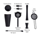 Kit Bartender Barman Coqueteleira Profissional 11 Pçs Inox Preto Fosco Drinks Coquetéis 550ML