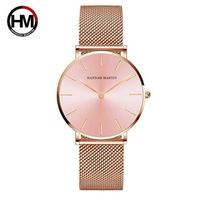 Relógio Feminino de Luxo Hannah Martin Quartzo À Prova D'Água Minimalista