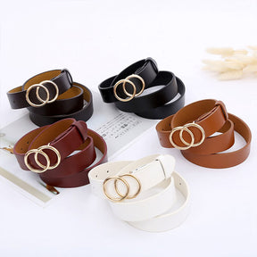 Cinto Feminino com Fivela Dupla Redonda modelo Elegance