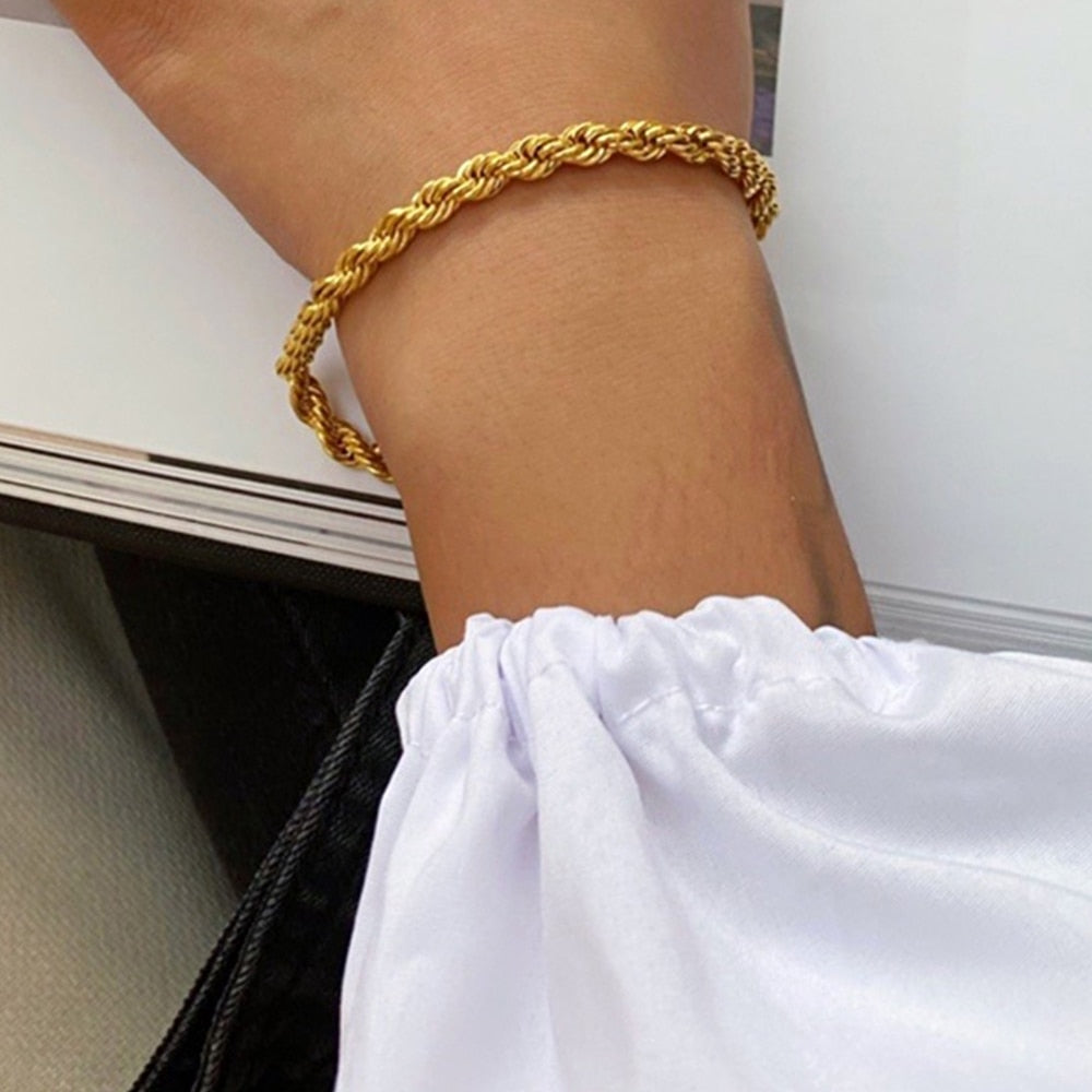 Pulseira Feminina Dourada Trançada
