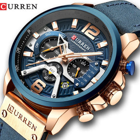 Relógio Masculino Analógico Pulseira de Couro Top Brand Luxury Curren