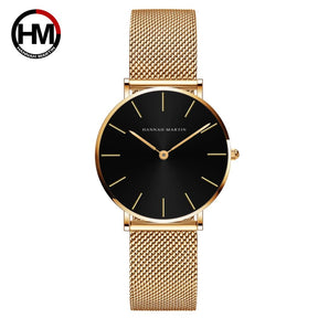 Relógio Feminino de Luxo Hannah Martin Quartzo À Prova D'Água Minimalista